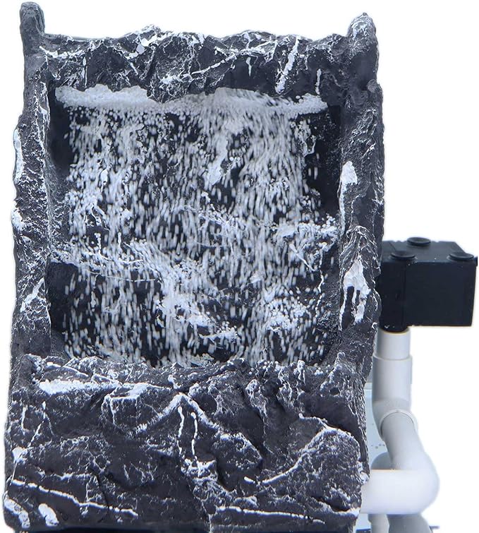 Dynamic Aquarium Decoration Sand Waterfall, Large Resin Model Seiryu Stone for Aquascaping with Water Pump and White Aquarium Sand, Fish Tank Accessories Hardscape