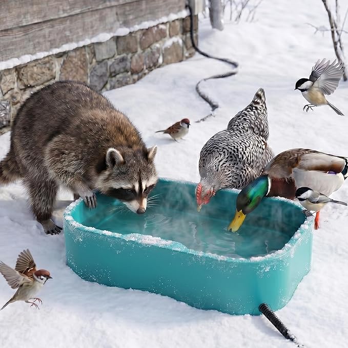 5.5L/1.45Gal Extra Large Heated Water Bowl, Indoor & Outdoor Winter Antifreezing Pet Heated Thermal Water Bowl Dish, Anti Chewy Cord, BPA-Free, Pet Products for Dog Cats Rabbit Chicken Duck Squirrel