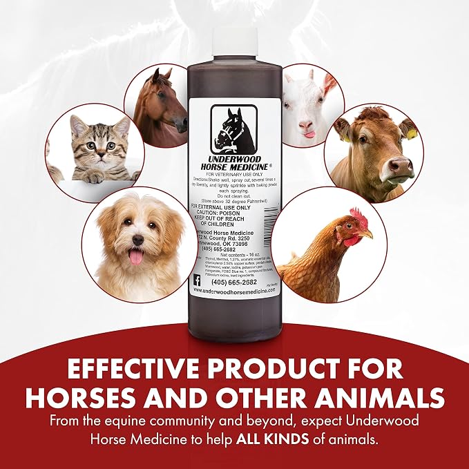 Underwood Horse Medicine - Wound Spray for Fast, Easy & Effective Healing of Cuts, Scrapes, Tears & Punctures Without Wrapping or Flushing – Sting-Free Wound Care for Horses, Dogs & More – 2-Pack
