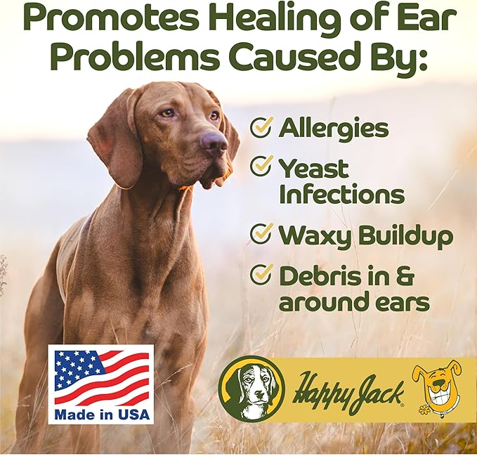 HAPPY JACK Dog Ear Wipes with Aloe Soothe Itch and Discomfort from Dog Ear Infection, Aloe Vera-Cucumber Pet Cleaner Wipes are Great for Pup's Itchy Relief, 100 Ct