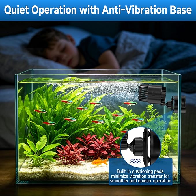 AQQA Aquarium Wave Maker with Magnetic Base 1200GPH Fish Tank Wavemaker Submersible Circulation Pump Powerhead 360°Rotatable Quiet Operation for Freshwater 20-75 Gallon Tank (5W)