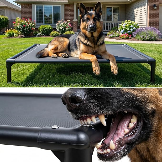 suddus Elevated Dog Bed Waterproof Outdoor, Portable Raised Dog Bed, Dog Bed Off the Floor, Chew-Proof Dog Bed Easy Clean Indoor or Outdoor Use，XX-Large, 56 * 37.5 * 9in, Grey