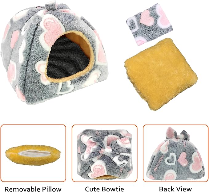 Guinea Pig Bed, Guinea Pig Warm Hideout House Accessories Cozy Bed for Small Animals Hamsters Chinchillas Dwarf Bunnies Hedgehogs. L, Greyheart