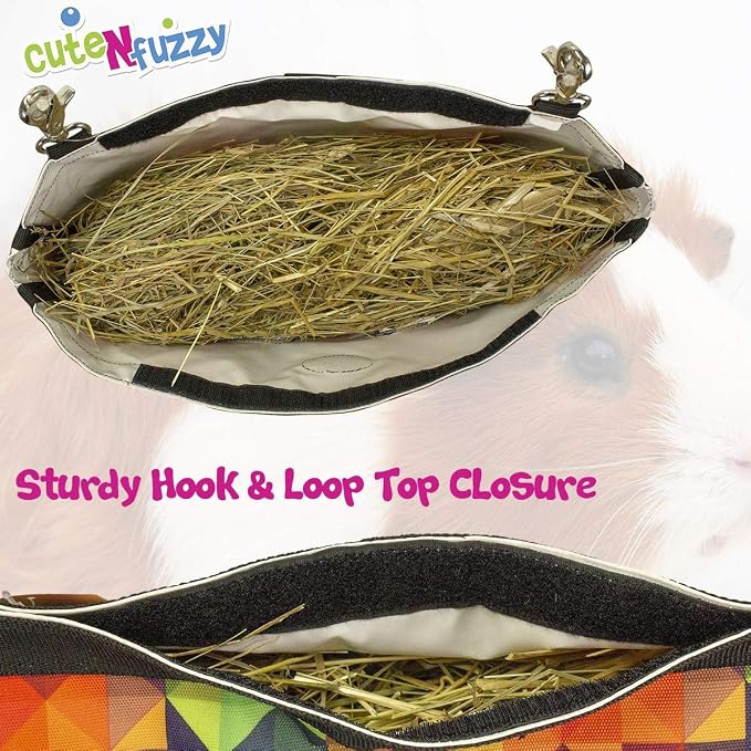 4-Opening Hay Bag for Rabbits, Guinea Pigs & Chinchillas, Hanging Hay Feeder, 18 x 11 x 1.5 in, 1000D Nylon, 6-Month Warranty (Purple, 18" x 11" x 1.5")