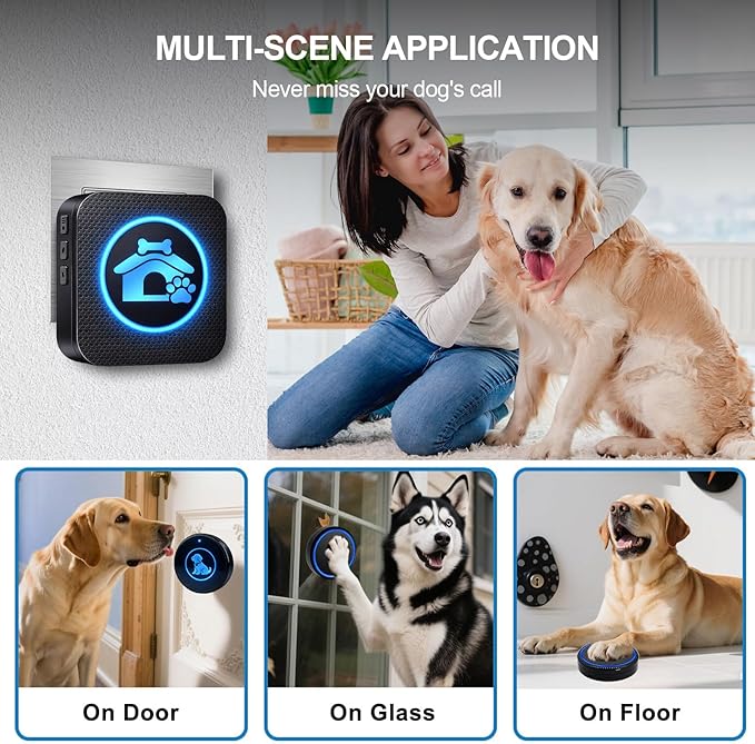 Dog Door Bell (2026 Self-Illuminating Enhanced Touch) for Potty Training, Wireless Dog Doorbells to Go Outside, 1000 Feet Long Range, IP65 Waterproof, 60 Melodies & Adjustable Volume (2 Buttons)