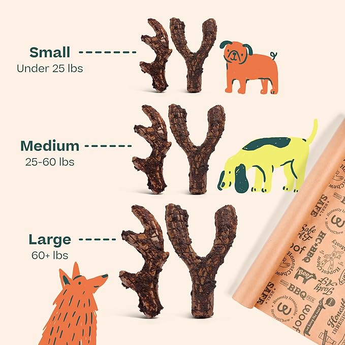 WOOF HonestChew Meaty Dog Toy Y-Gnawt - Durable Dog Chews - Made with Real Beef and Natural, Plant-Based Ingredients - Splinter-Resistant - Safer Than Dog Bones - Large