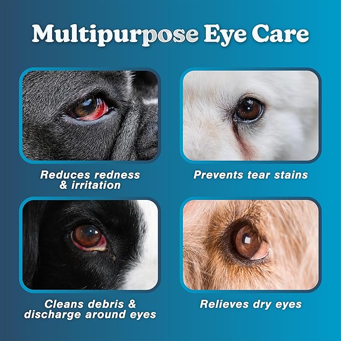Large Pet Eye Wash 5.1 oz Gentle Eye Irritation Solution for Pets – Removes Dirt, Debris & Tear Stains – Safe for Daily Use