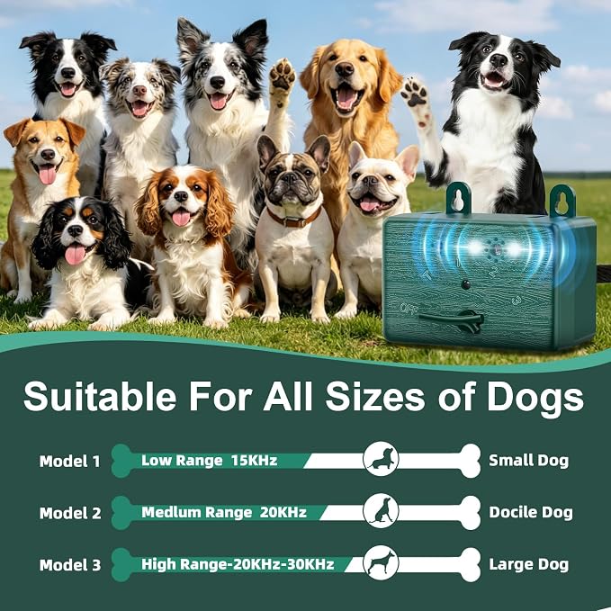2-Pack Dog Bark Deterrent Devices, Anti Barking Device for Dogs, Battery Powered Bark Control Device for Indoor Outdoor Use, Humane Dog Training Tool to Stop Barking, Chewing & Bad Behavior(Green)