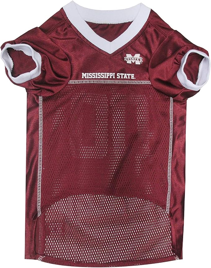 Pets First NCAA College Mississippi State Bulldogs Mesh Jersey for DOGS & CATS, Medium. Licensed Dog Jersey with your Favorite Football/Basketball College Team