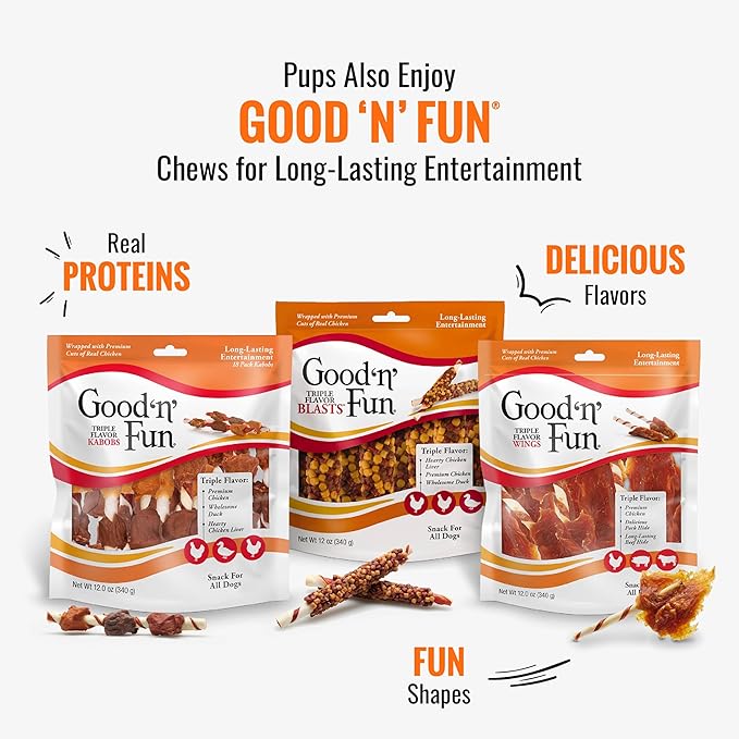 Good 'n' Tasty Triple Flavor Puree Mix-Ins Dog Food Topper Treats for All Dogs, 28 Count, Easy Single-Serve Portions, Added Protein with Duck, Beef and Rabbit, No Chicken Added
