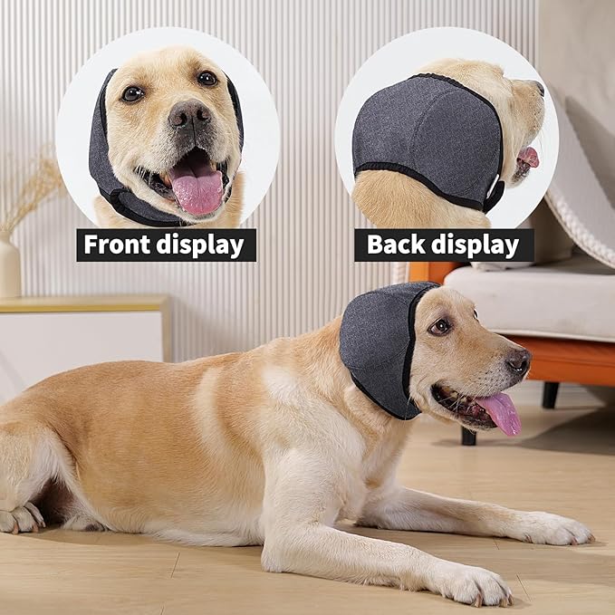 LIANZIMAU Dog Ear Covers for Bath, Swimming & Grooming Water Resistant Dogs Shower Cap Reusable Dog Ear Protection for Noise, Blow Drying Adjustable Ear Wraps for Dogs Bathing Supplies