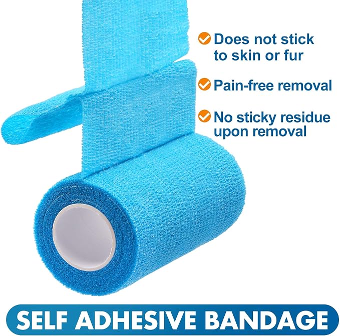 LotFancy 10 Rolls Self Adhesive Vet Wrap, 3 Inch Cohesive Bandage Wrap for Horses, Dogs, Cats, Pet, Animal, Non-Woven Medical First Aid Tape for Wounds, Paw, Leg, Foot, Ankle Sprains & Swelling