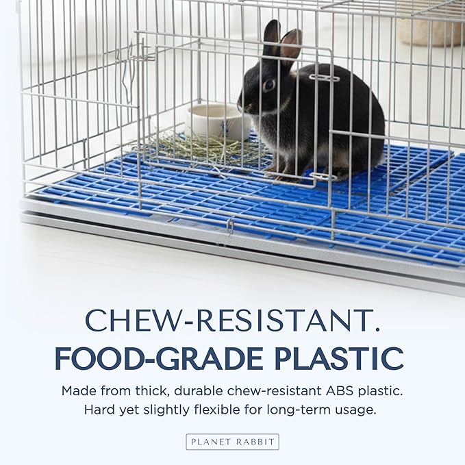 Premium Rabbit Cage Mats (Gray, 1 Pack) | Heavy Duty ABS Wire Floor Protectors | Prevent Sore Hocks & Feet for Bunnies | 15x10 in Floor Mat | Chew Resistant, Dishwasher Safe