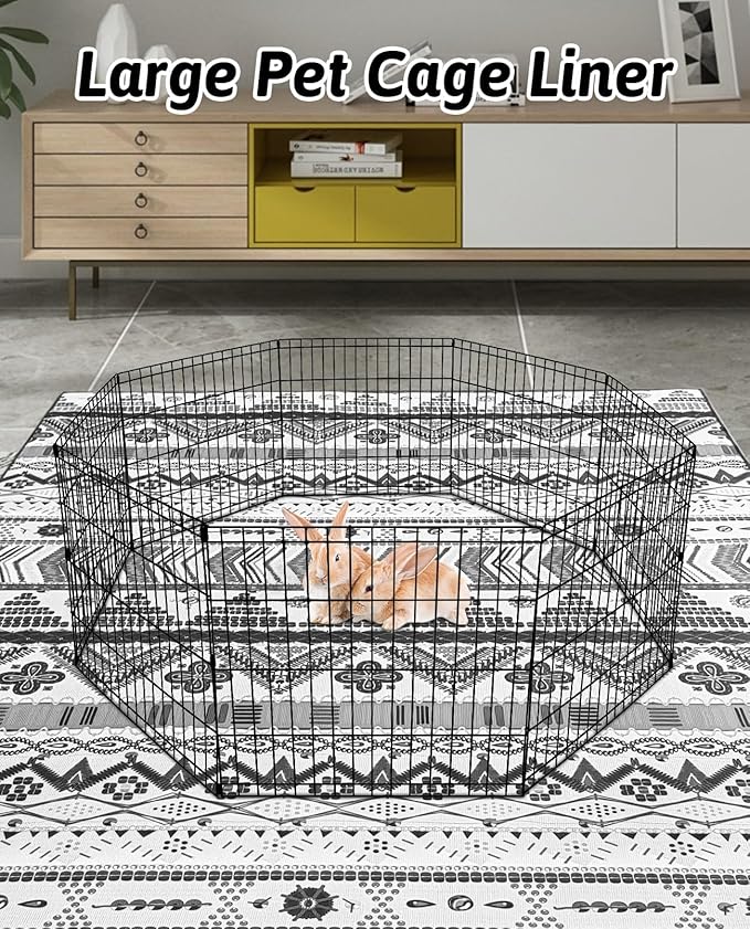 BNOSDM 79" X 55" Large Bunny Cage Liner Washable Reusable Big Rabbit Pads Floor Mat for Rabbits Anti Slip Rug for Bunnies, Pet Carpet for Chinchillas Cats Guinea Pigs Ferrets Dogs