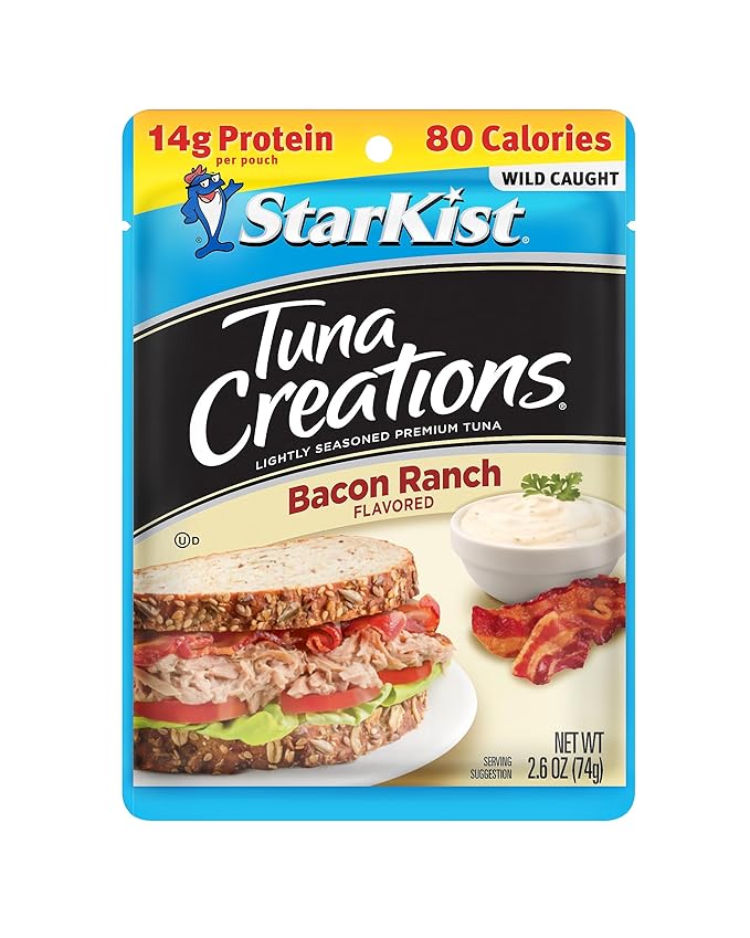 StarKist Tuna Creations Bacon Ranch Pouch (2.6 oz - 24 Pack) Wild Caught, High Protein Shelf Stable Seafood, Gluten Free, Soy Free, Kosher, No Draining, Ready to Eat for Salads and Sandwiches