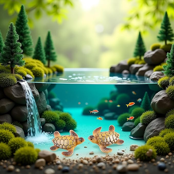 Jowxsx 2Pcs Micro Landscape Mini Turtle Resin Miniature Figurines Ornament for Aquarium Garden Bonsai Home DIY Decoration