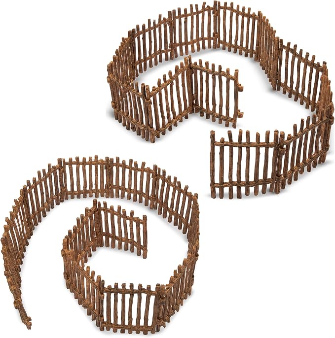 Realistic Toy Fence, Large Corral Fencing Panel Accessories Playset, Farm Fence Toys for Barn Paddock Horse Stable Horses Figurines, Christmas Birthday Gift for Kids Toddler