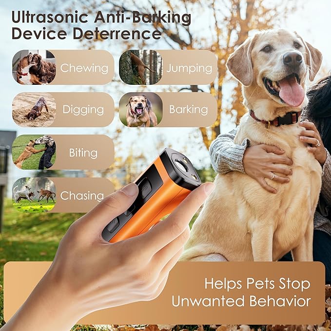 VUL Dog Bark Deterrent Device, Ultrasonic Anti Barking Device for Dogs Up to 50ft, Humane Dog Training Tool, Stops Barking, Chewing & Bad Behavior, No Shock, Alternative to Bark Colla