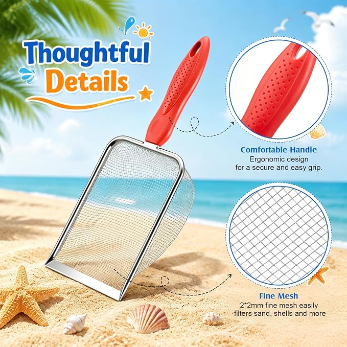 Dunzy 4 Packs Reptile Sand Stainless Steel Fine Mesh Reptile Substrate Metal Sand Shovel Sifter Litter Cleaner Corner Scoop Shovel Cleaner Scooper for Bedding Aquarium Terrarium (Multicolored)