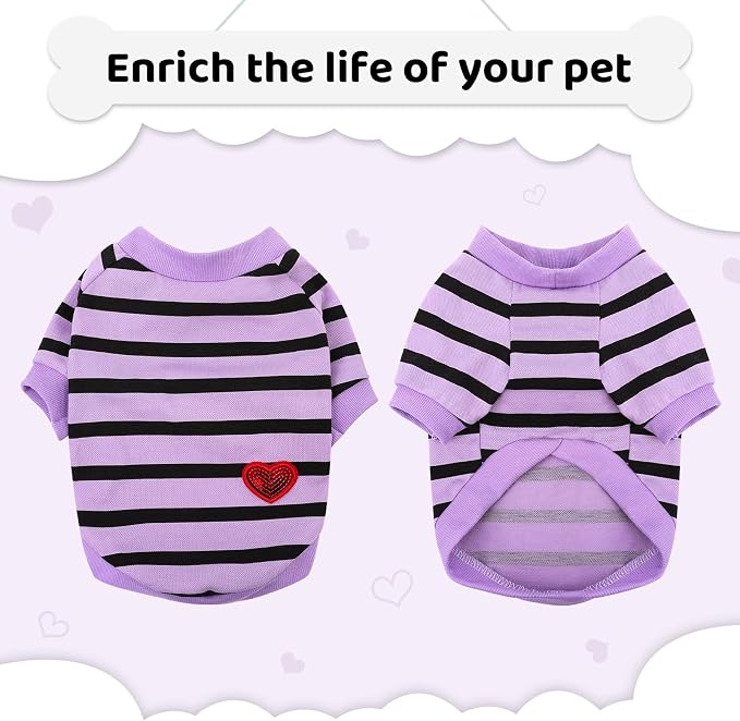 Dog Shirts for Large Dogs, Striped T-Shirts Dog Vest Pet Apparel Tee Shirts Spring Summer Suitable for Small and Medium Large Pets French Bulldog Bichon, Purple XL