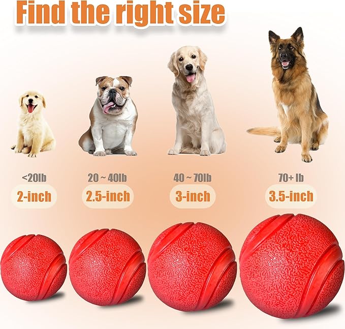 YoFellas Solid Red Rubber Dog Toy – Ultra Bounce, Indestructible Chew & Fetch Toy for Aggressive Chewers, Interactive Training for Small to Large Dogs (M, Striped)