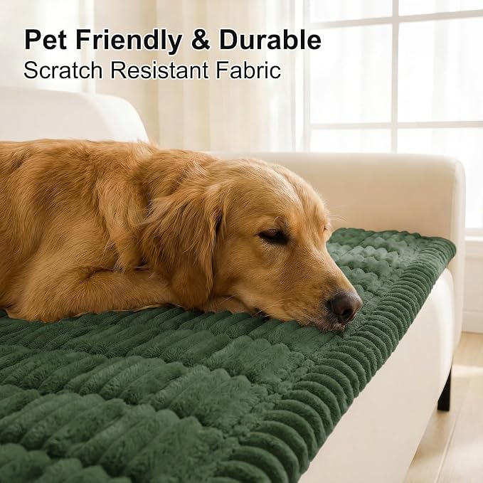 Smiry Couch Cover for Dogs, Non Slip Washable Sofa Protector for Pets, Soft Furniture Cover for Pet, Stylish Sofa Covers, Cozy Protect Against Fur, Dirt & Everyday Messes (Dark Green, 35.4" x 63")