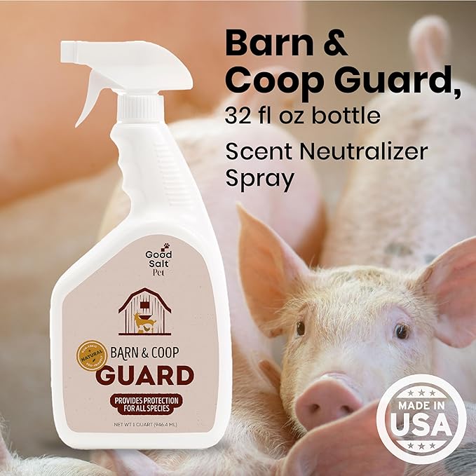 Good Salt Pet Barn & Coop Guard, Natural Animal-Friendly Scent Control Spray, Freshens Living Space and Bedding, 32 Ounce Bottle