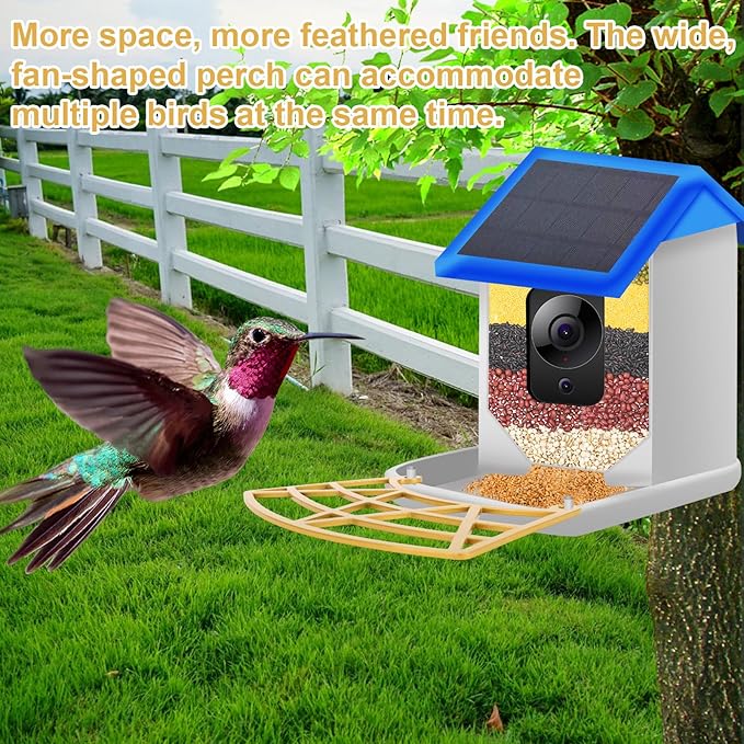 Bird Perch Extender for Smart Feeders, 18.5x10cm/7.28x3.9in Durable Fan Shaped Metal Perch Extender Accessories with Screws Attracts More Birds & Improves Camera View