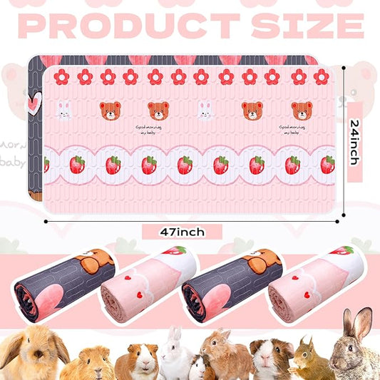 4 Pcs Guinea Pig Cage Liner, Washable Guinea Pig Bedding,Reusable Rabbit Bedding Waterproof Guinea Pig Pee Pads, Absorbent Guinea Pig Bedding for Small Animals Hamster Rabbit Squirrel Cage 47“