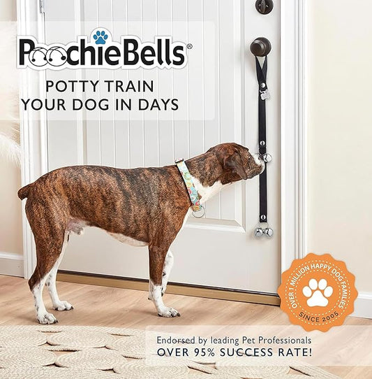 PoochieBells Dog Doorbell, Dog Potty Training Bells, Dog Safe USA-Made w/Perfect Sound,Dog Trainer Approved, Housetraining Made Easy & Quick, Sig Tracks Rainbow