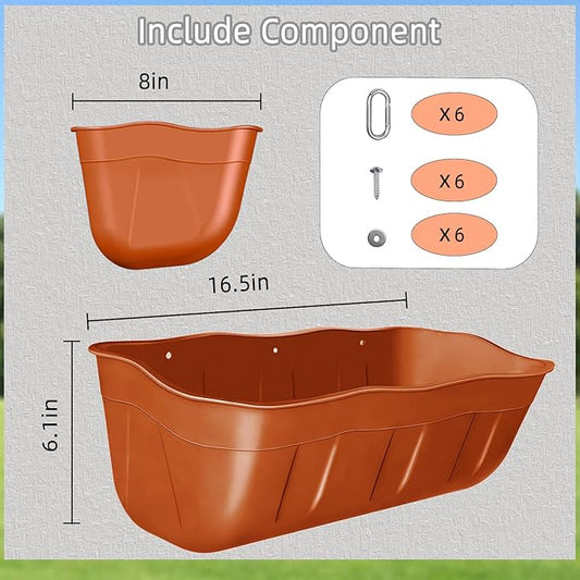 Hanging Goat Feeders,Chicken Feeder Waterer,Large Feed Trough 7.5 Quart 2 Pack,Hanging Fence Feed Trough for Poultry Livestock,Terracotta