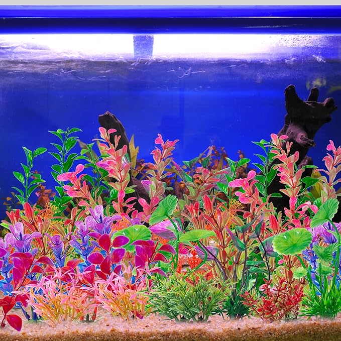 COMSUN 25 Pack Artificial Aquarium Plants, Small Size 4 inch Approximate Height Fish Tank Decorations Home Décor Plastic Red