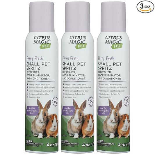 Citrus Magic Pet Small Pet Spritz Refresher, Odor Eliminator, and Conditioner, Furry Fresh, 4-Ounce, Pack of 3