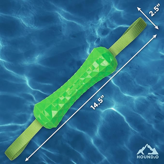 Playology HOUND2O Dog Toys | Tug Stick Floating Outdoor Toy for Dogs | Bright Green Fetch Toy for Tug of War