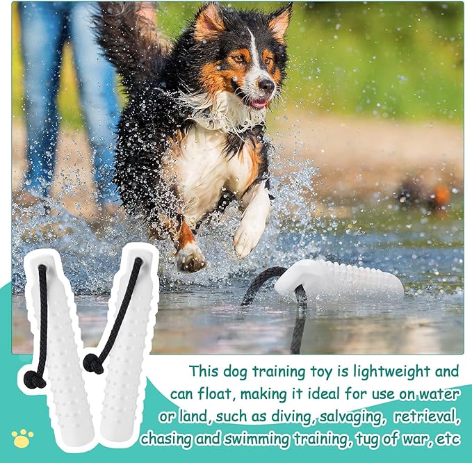 Blueweenly 4 Pcs Dog Bumper Toy for Water Retrieving Plastic Puppy Training Dummy Dog Float Toy Lightweight for Float on The Water Pool Outdoor Training Hunting Fetching (Pure White)