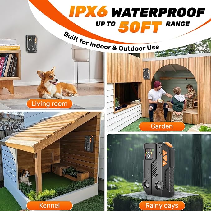 2026 Anti Barking Device for Dogs, Automatic Ultrasonic Dog Bark Deterrent with AI Detection, 2 Enhanced Emitters, 4 Adjustable Modes, IPX6 Rechargeable Stop Barking Device for Indoor Outdoor