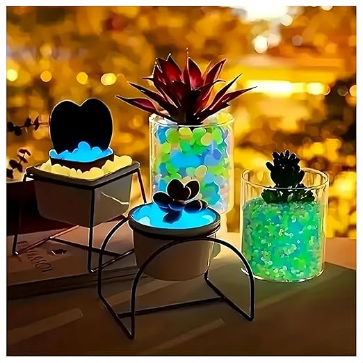 1000 PCS Glow in The Dark Pebbles, Mixed Color Luminous Stones, Waterproof Resin Glowing Rocks, Decorative Glow Gravel for Garden Pathway, Plant Pots, Aquarium, Yard and Home Indoor Outdoor Decoration