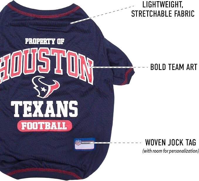 NFL Houston Texans Dog T-Shirt for Pets, Size X-Small. Officially Licensed Pet Shirt with Team Logo, Soft Stretchable Comfort Fit Apparel for Dogs & Cats