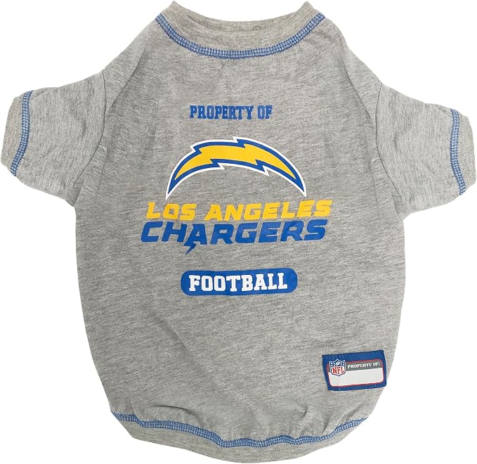 NFL Los Angeles Chargers Dog T-shirt X-Large. - Licensed Shirt for Pets Team Colored with Team Logos- Premium Stretchable Materials for the comfort of your Dog & Cat