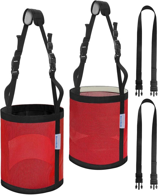 Horse Feed Bag Pack of 2 (Reinforced Bottom Edging), Feed Bags for Horses with Ventilation Mesh, Comfort Nose Pad Neck Pad, Adjustable Strap, Spill Proof Design for Feeding Grain, Supplements