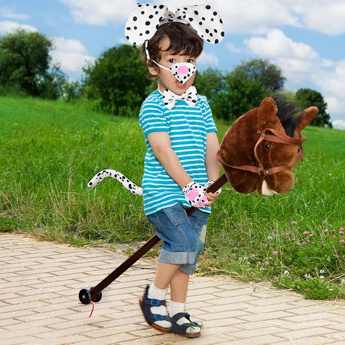 Syhood Puppy Dog Costume Set Ears Headband Bowtie Nose Tail Paw Gloves Accessories for Carnival