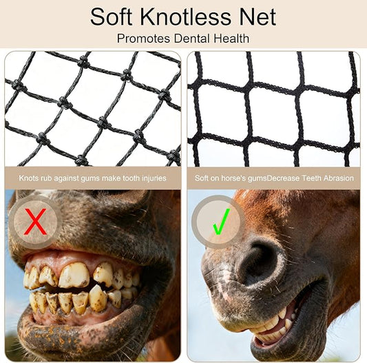 Martx 5X5ft Round Bale Hay Net for Horses Slow Feed,Knotless-Livestock Slow Feed Hay,Fits 4x4 5x5 6x6 Round Bales,Heavy Duty &1.5inch Holes Feeder Nets for Horses Goats Cattle Reduce Waste