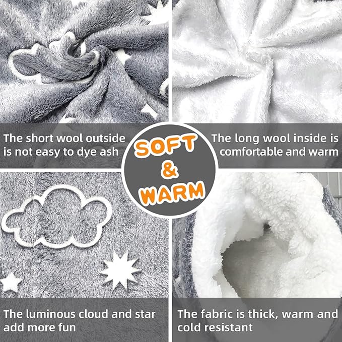 LEFTSTARER Noctilucent Luminous Guinea Pig Rat Hammock Bunkbed Hanging Tunnel and Soft Bed Mat for Ferret Hedgehog Squirrel Hideout Cage Accessories (2.Tunnel Hammock and Mat)