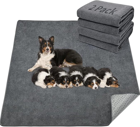 LOOBANI Washable Pee Pad for Dogs, 2 Packs Non-Slip Puppy Training Pads, Fast Absorbent Pet Whelping Pads, Puppy Playpen Mat for Incontinence, Housebreak, Crate, 36x41in, Gray