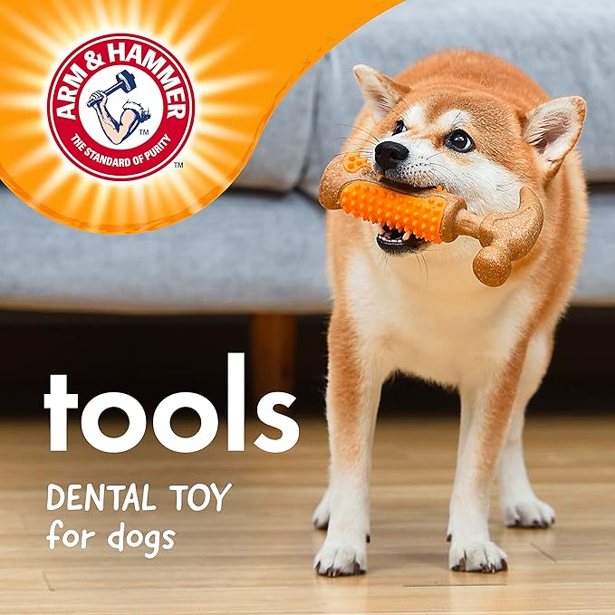 Arm & Hammer for Pets Chew Tools Collection, Wood Blend Hammer Chew Toy for Dogs, Compressed Wood with Baking Soda, Safer & Durable Alternative to Chewing Sticks, 7 Inch