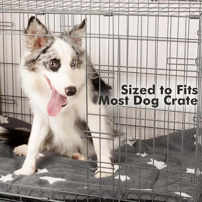 Mora Pets Cat Bed for Indoor Cats Washable Dog Crate Pad Cute Star Dog Bed Mat for Small Dogs Pet Kennel Pad for Cage Soft Flat Puppy Kitten Cushion Sleeping Anti-Slip Grey 22 x 13