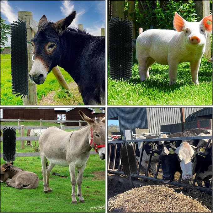 6pcs Livestock Scratching Brush Goat Scratcher Brush Full Massage Grooming Tool with 24 Screws for Cow,Cattle,Cow,Sheep, Horses,Pigs
