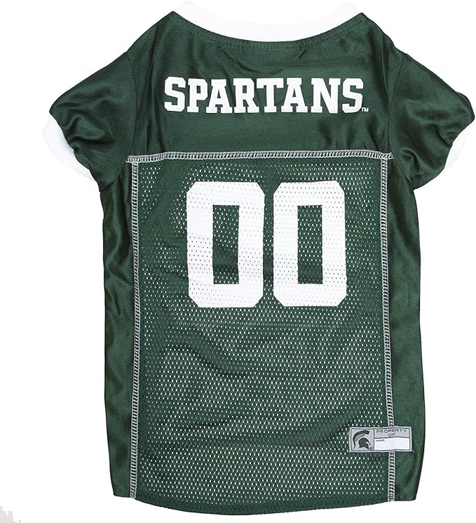 Pets First NCAA College Michigan State Spartans Mesh Jersey for DOGS & CATS, X-Large. Licensed Dog Jersey with your Favorite Football/Basketball College Team