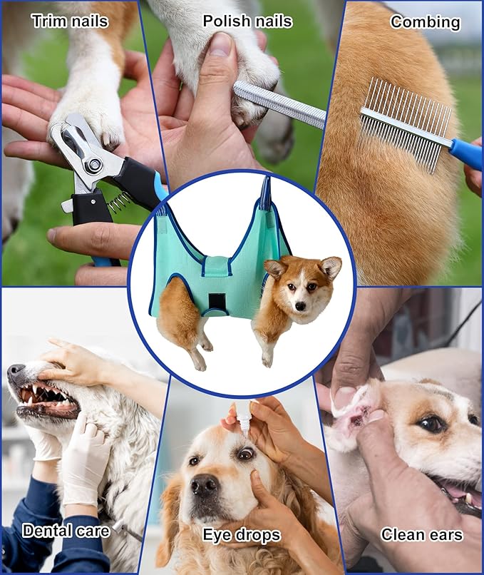 Kkiimatt Dog Grooming Hammock,Medium - Large Hanging Harness Holder for Nail Clipping,Nail Trimming Hammock for Pet,Grooming Sling Hanger Restraint for Claw Care