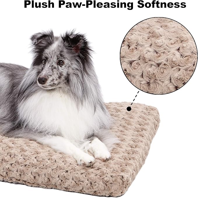 MidWest Homes for Pets Large QuietTime Deluxe Mocha Ombre Swirl Plush Pet Bed, Machine Washable, Non-Skid Bottom, Soft Crate Mat for 42-inch Crates